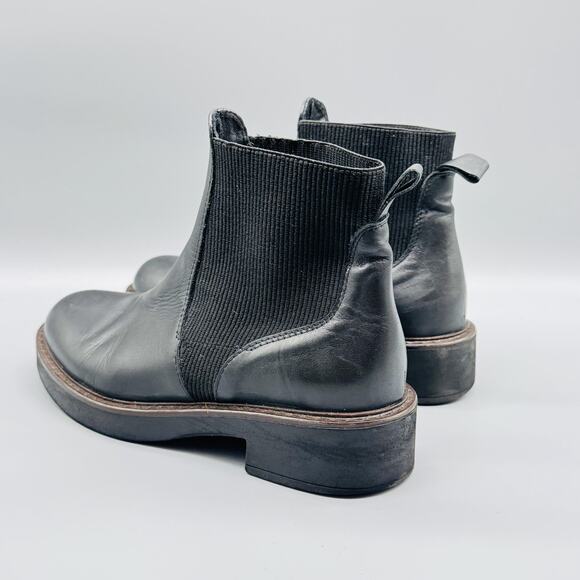 Emanuele Crasto Boots Womens 7 Black Leather Chelsea Classic Pull On Italy - Picture 5 of 11